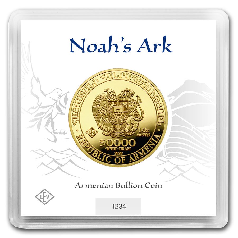 2020 Armenia 1 oz Gold 50,000 Dram Noah's Ark BU