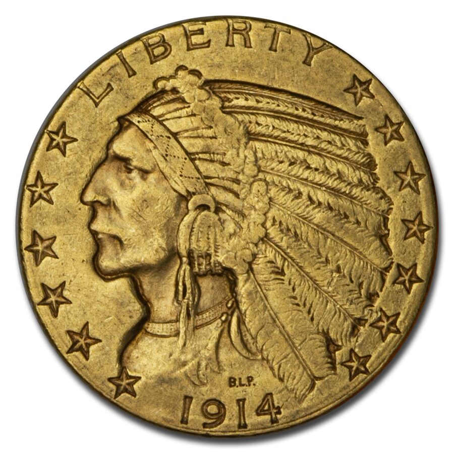 1914-S $5 Indian Gold Half Eagle AU