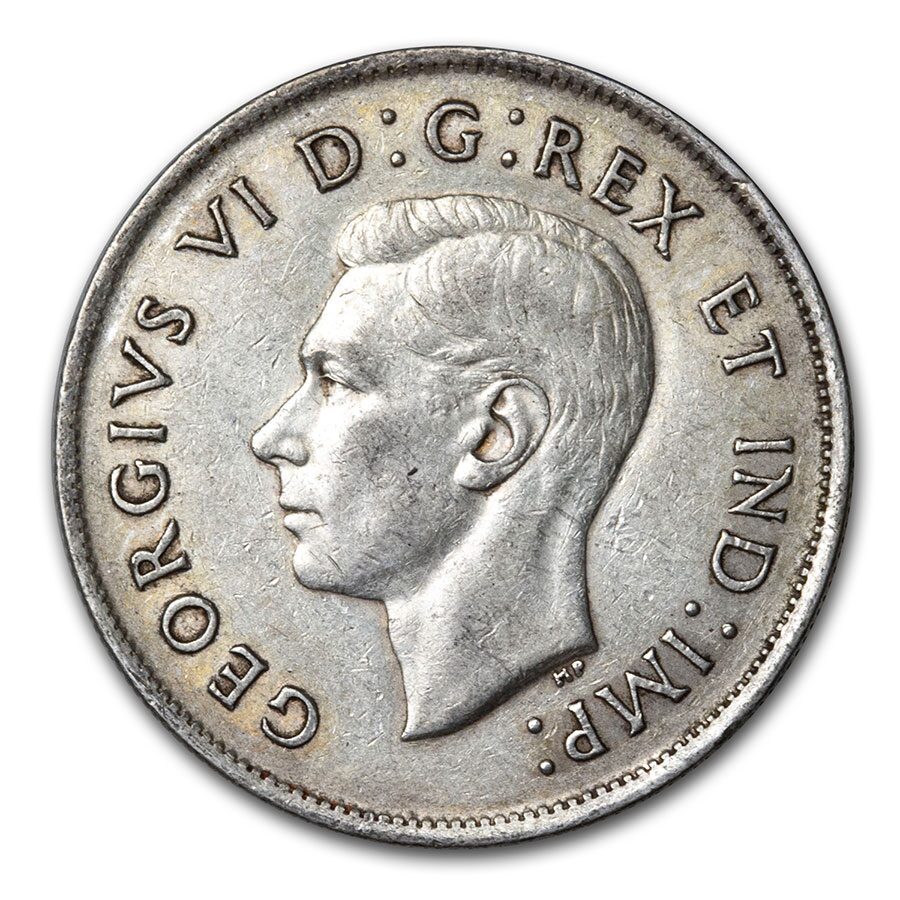 1943 Canada Silver 50 Cents George VI AU