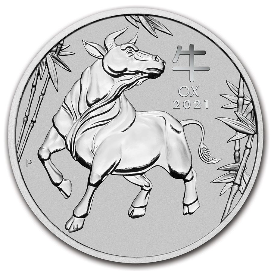 2021 AUS 1 oz Platinum Lunar Ox MS-70 PCGS (FS, Red Label)