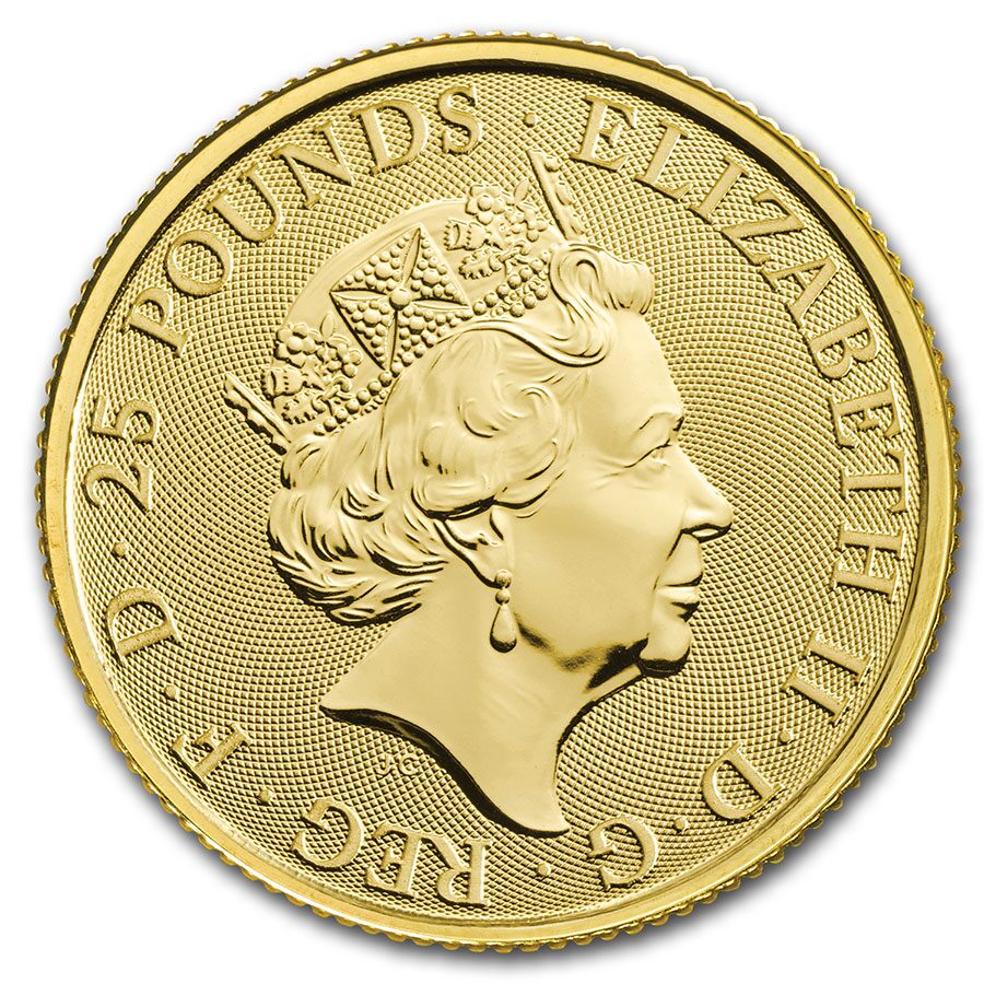 2021 Great Britain 1/4 oz Gold Queen's Beasts The White Greyhound