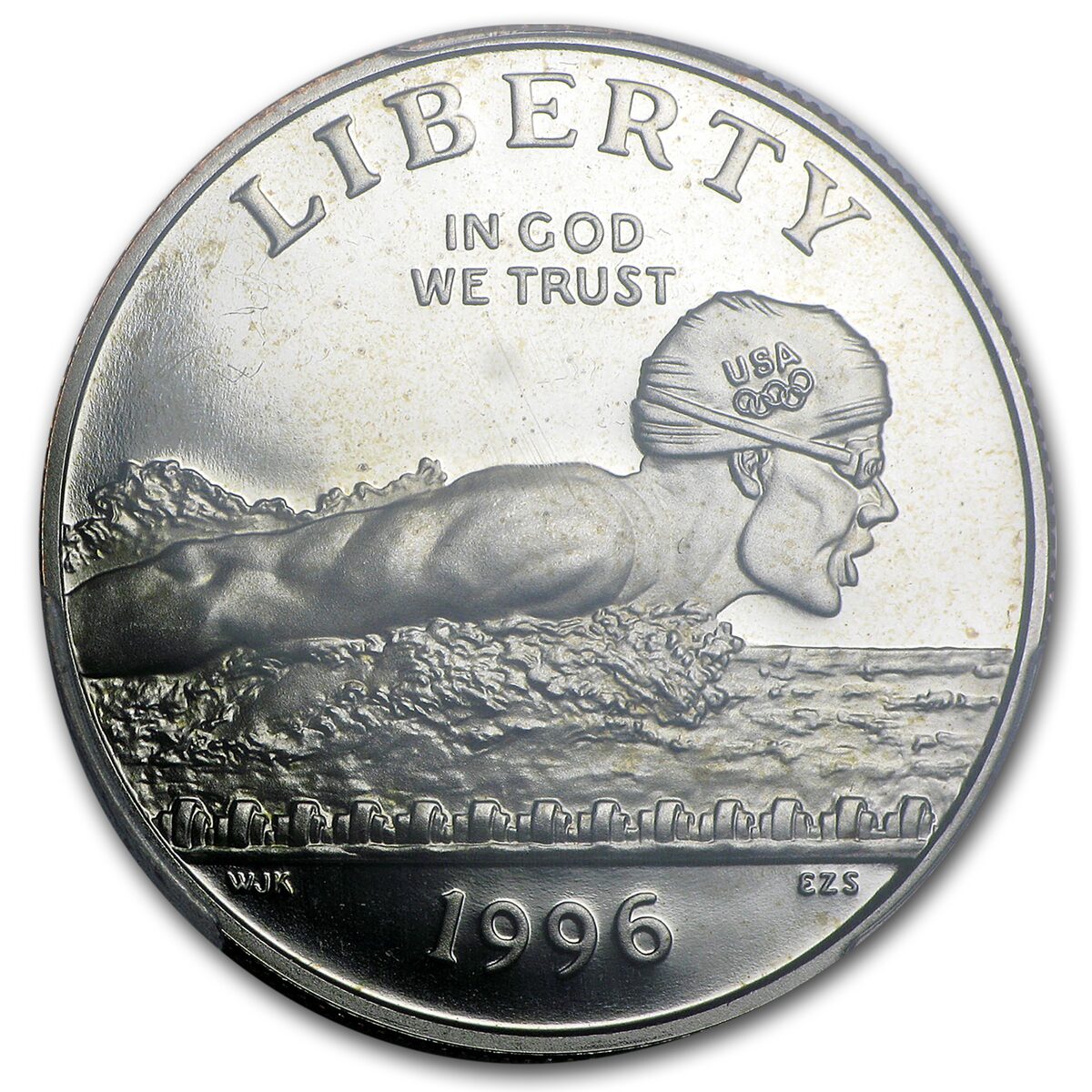 1996-S Olympics 1/2 Dollar Clad Commem PR-69 PCGS (Swimming)