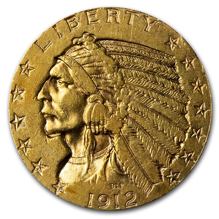 1912-S $5 Indian Gold Half Eagle AU