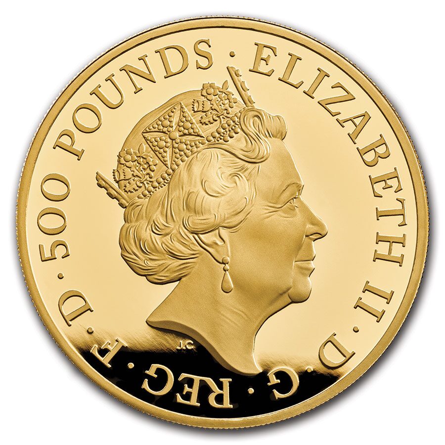 2021 GB 5 oz Gold Queen's Beasts Greyhound Proof (Box & COA)