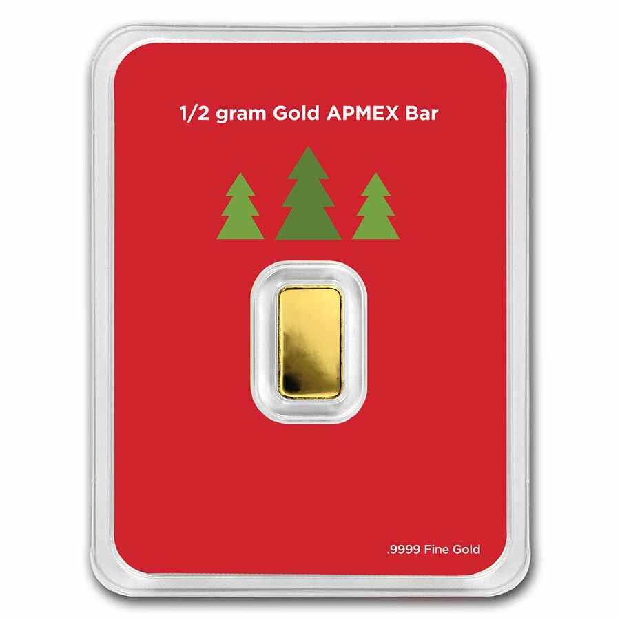 1/2 gram Gold Bar - APMEX (w/Christmas Trees Card, In TEP)