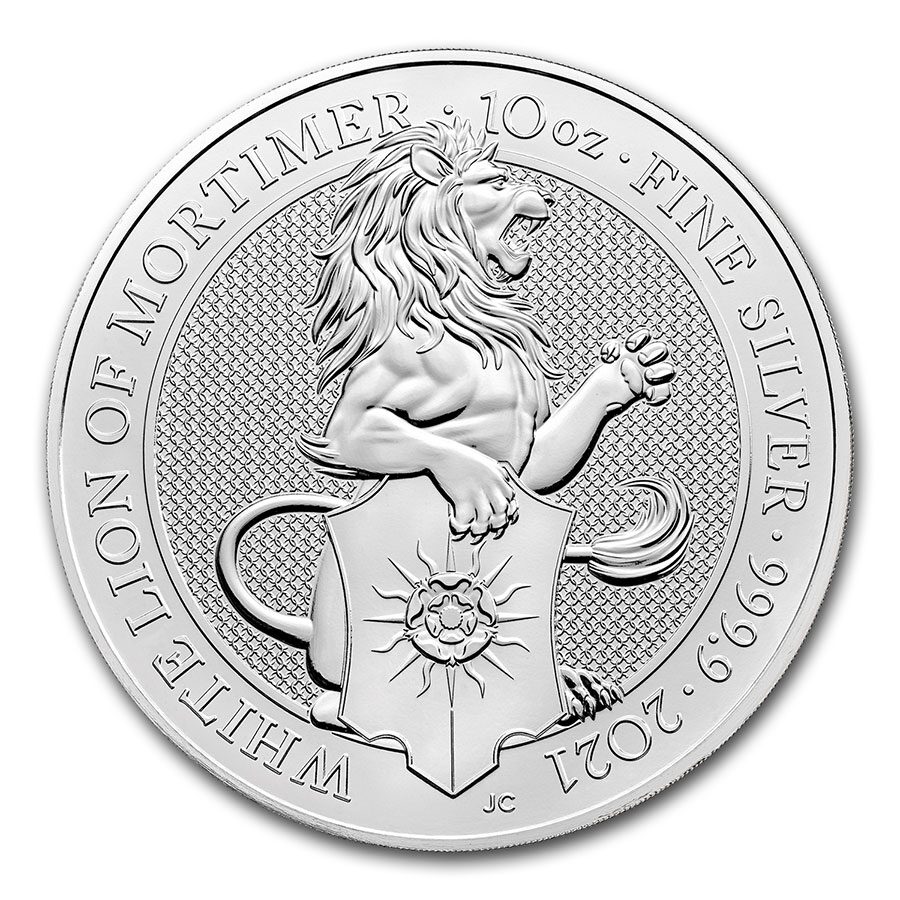 2021 Great Britain 10 oz Silver Queen's Beasts The White Lion