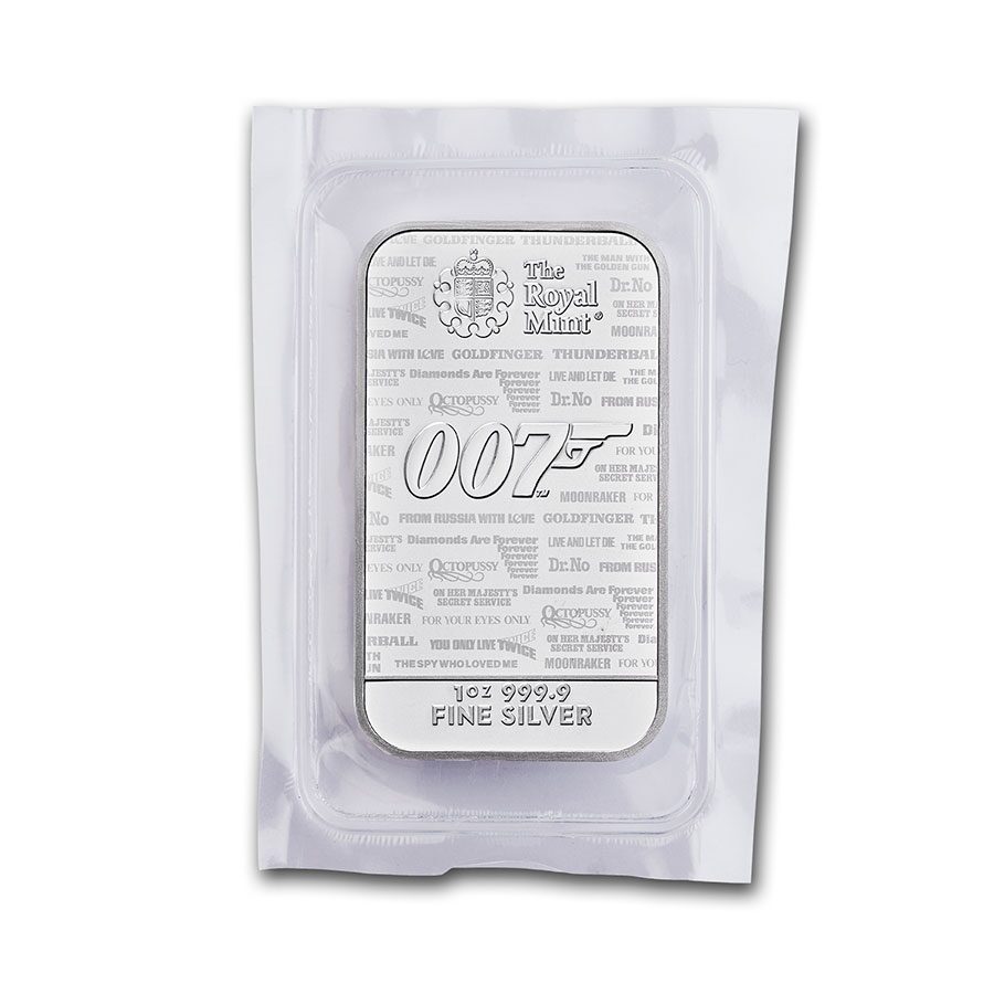 2020 Great Britain 1 oz Silver James Bond 007 Bar