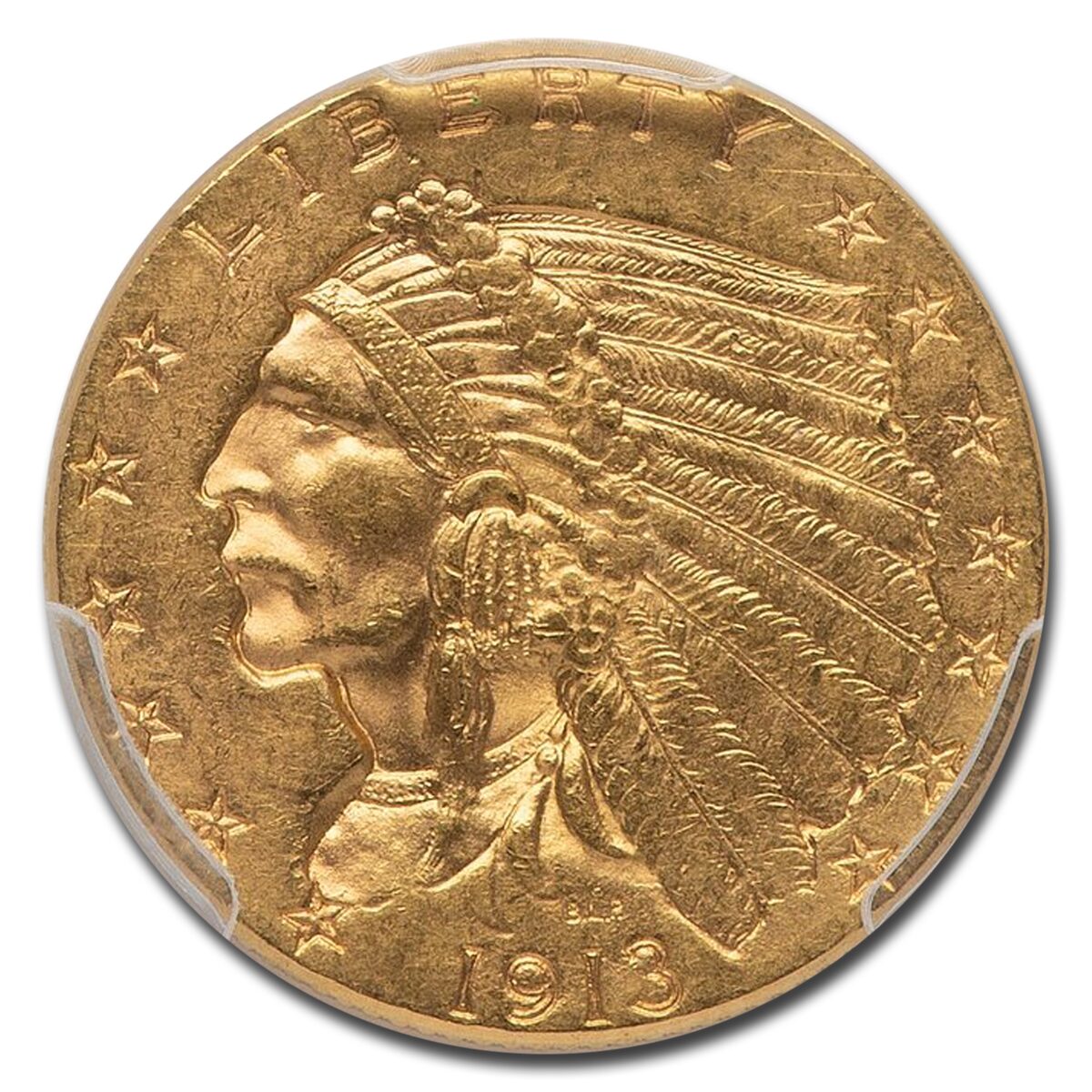 1913 $2.50 Indian Gold Quarter Eagle MS-61 PCGS