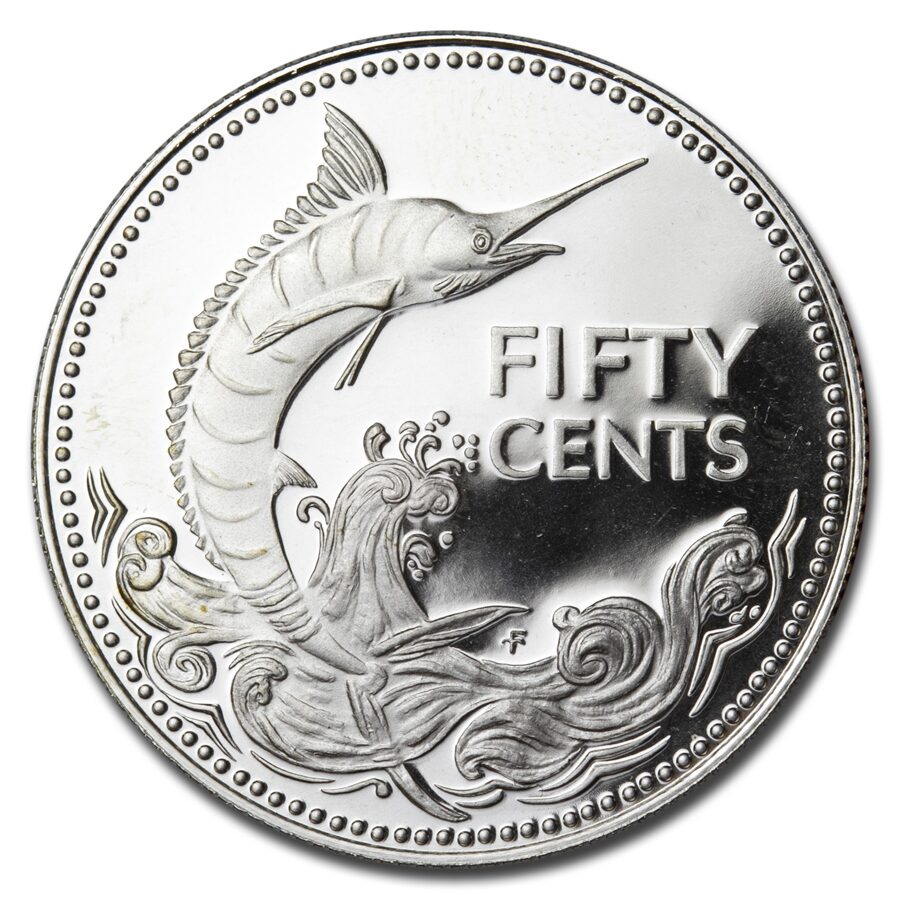 1975 Bahamas Silver 50 Cents Swordfish Proof