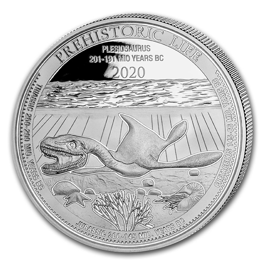 2020 Democratic Rep. of Congo 1 oz Silver Plesiosaurus BU