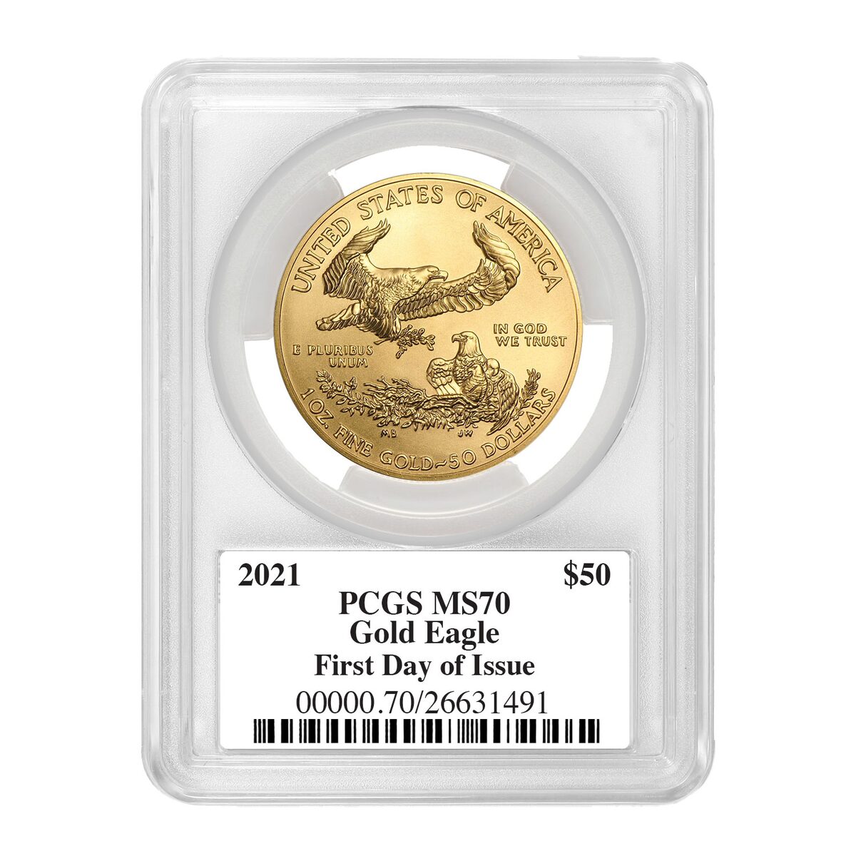 2021 1 oz Gold Eagle (Type 1) MS-70 PCGS (First Day, Black Label)