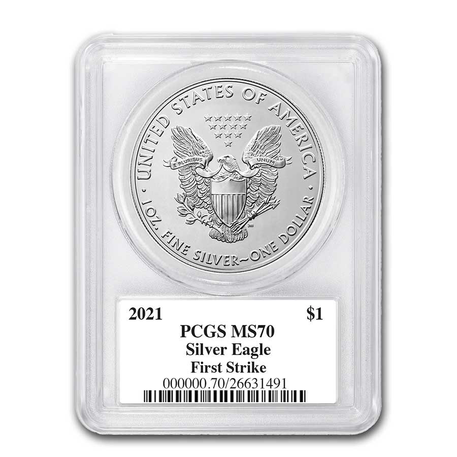 2021 American Silver Eagle (Type 1) MS-70 PCGS (FS, Black Label)