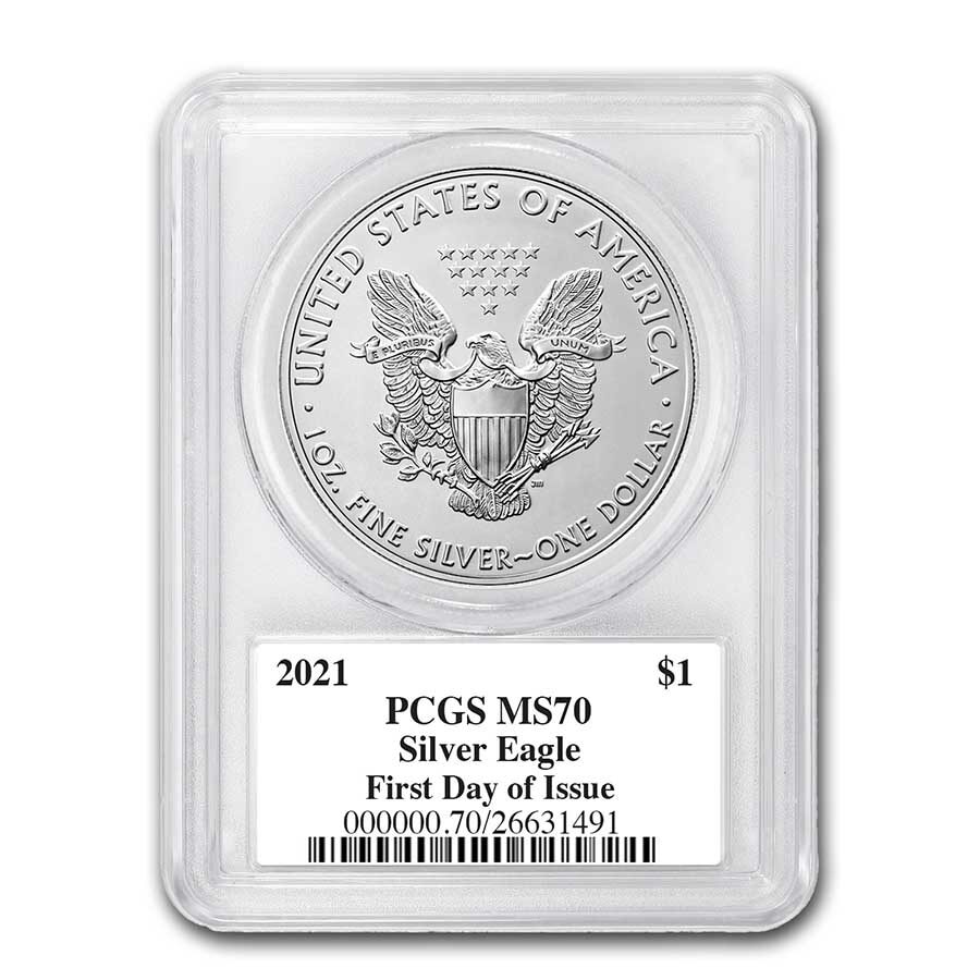 2021 American Silver Eagle (Type 1) MS-70 PCGS (FDI, Black)