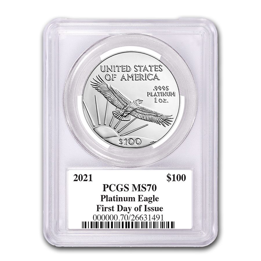 2021 1 oz American Platinum Eagle MS-70 PCGS (FDI, Black Label)