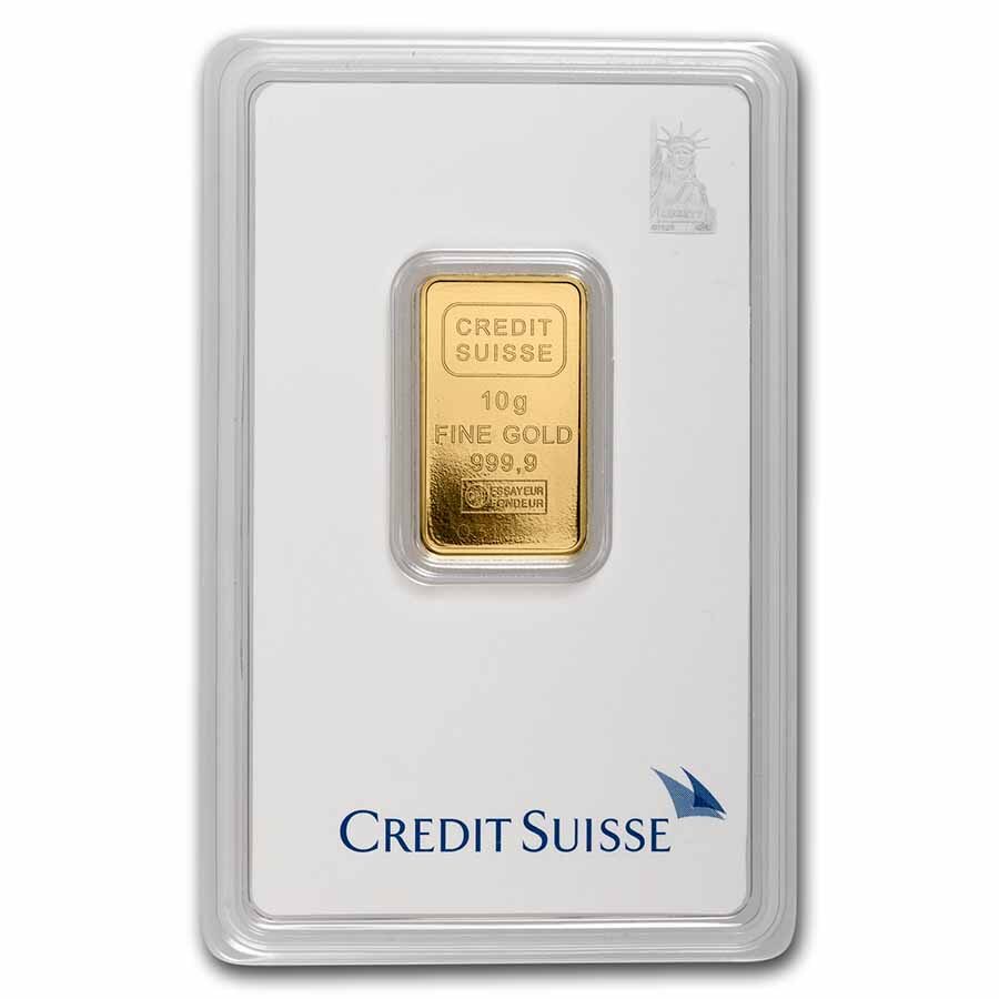 10 gram Gold Bar - Credit Suisse Statue of Liberty (New Assay)