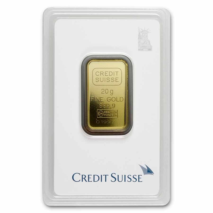 20 gram Gold Bar - Credit Suisse Statue of Liberty (New Assay)