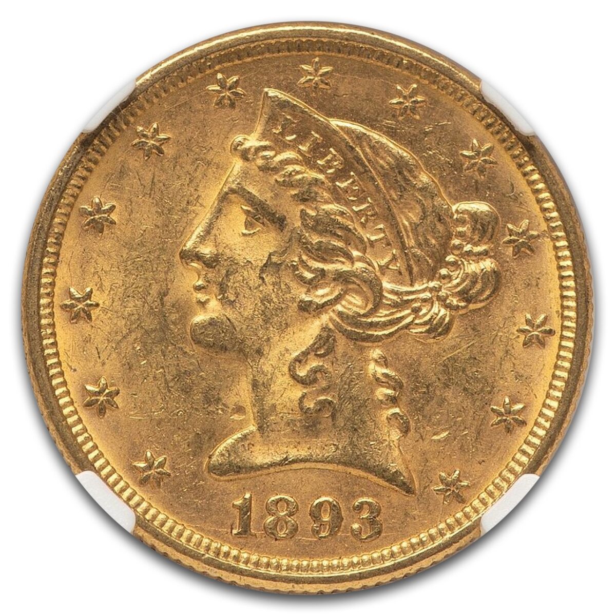 1893-O $5 Liberty Gold Half Eagle MS-62 NGC