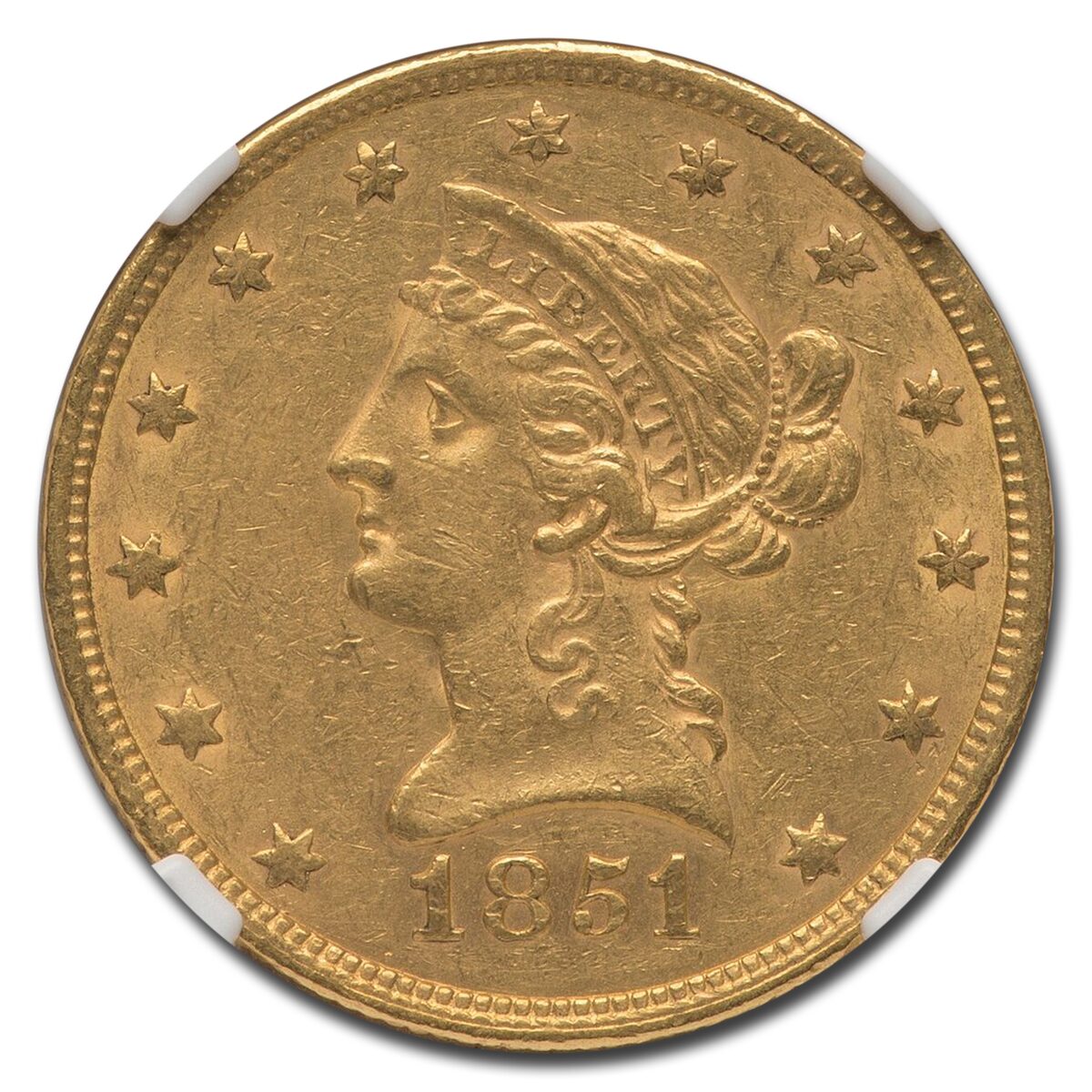 1851 $10 Liberty Gold Eagle AU-55 NGC