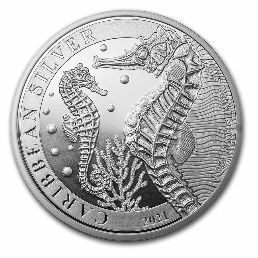 2021 Barbados 1 oz Silver Seahorse (MD® Premier + PCGS FS)