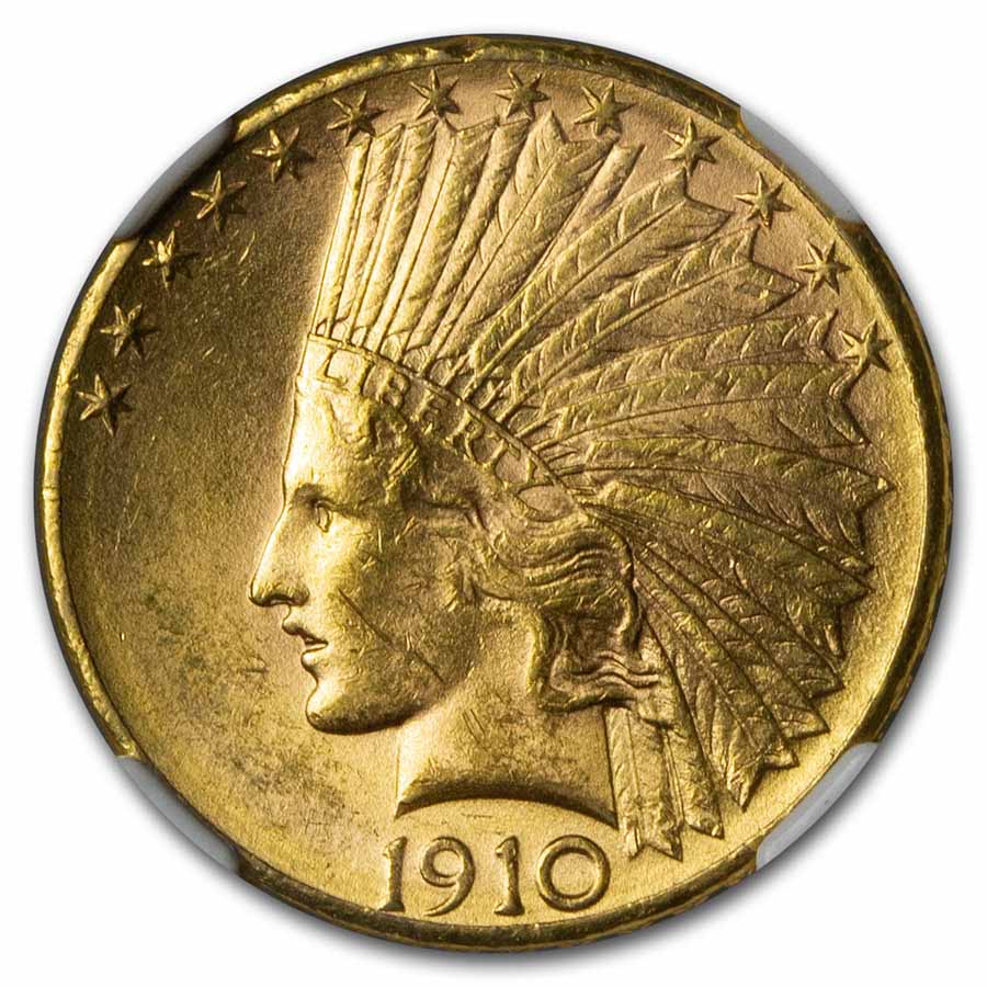 1910-D $10 Indian Gold Eagle MS-61 NGC
