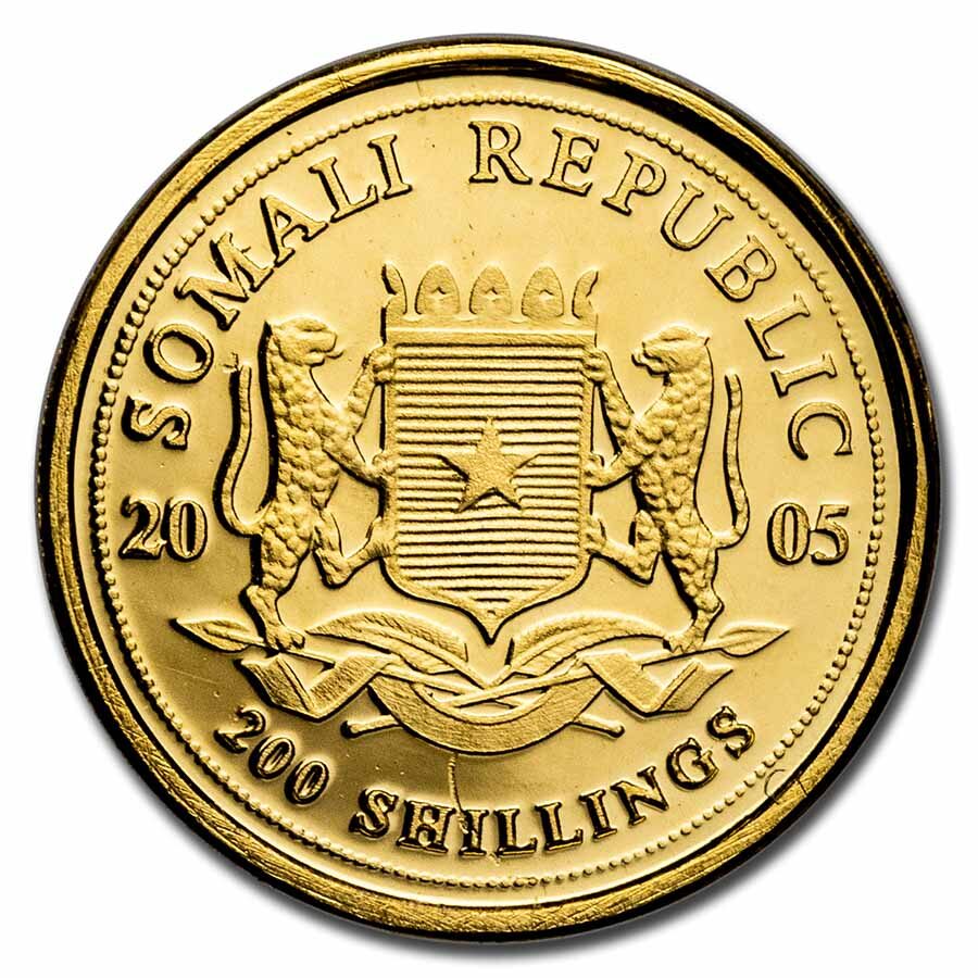 Somalia 1/50 oz Gold African Elephant BU (Random Year)