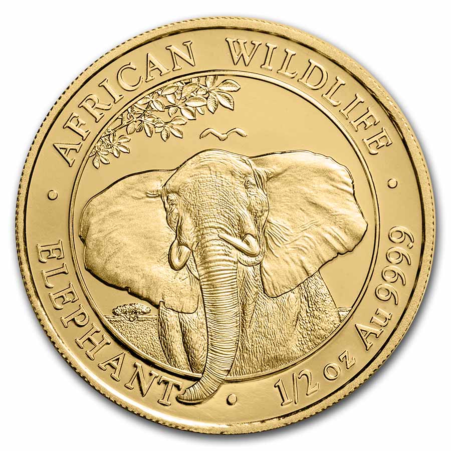 Somalia 1/2 oz Gold African Elephant BU (Random Year)