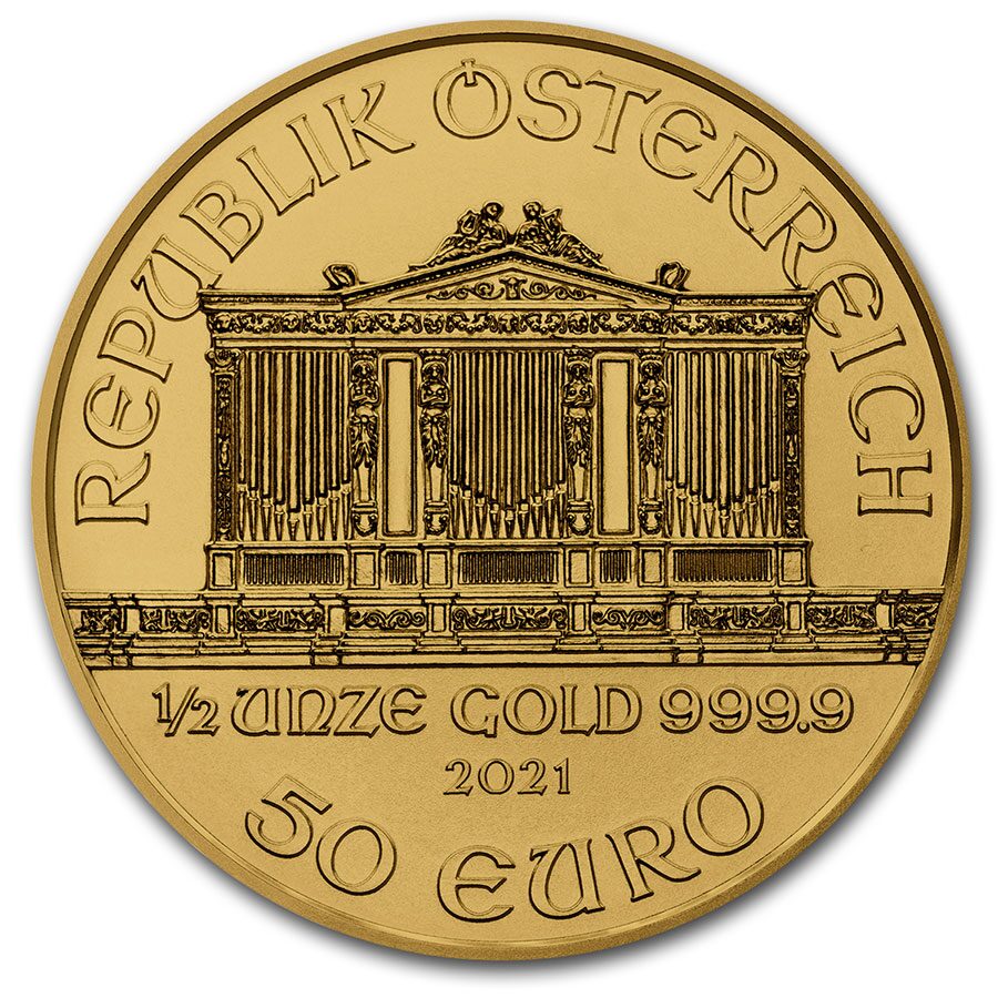 2021 Austria 1/2 oz Gold Philharmonic BU