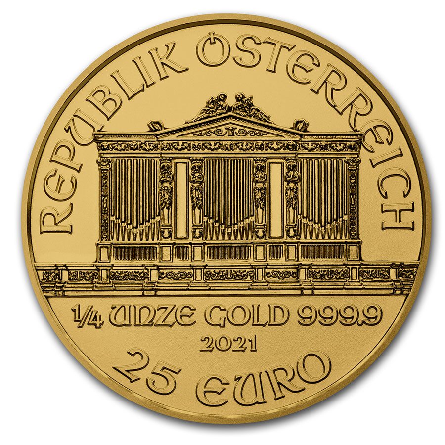 2021 Austria 1/4 oz Gold Philharmonic BU