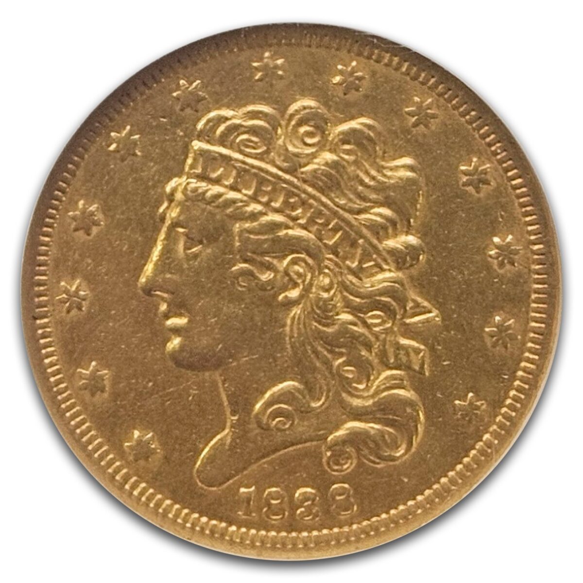 1838 $5 Gold Classic Head Half Eagle AU-55 NGC