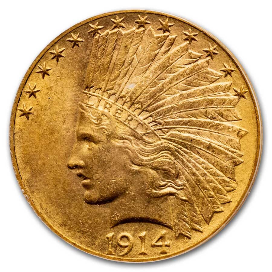 1914-D $10 Indian Gold Eagle MS-63 PCGS