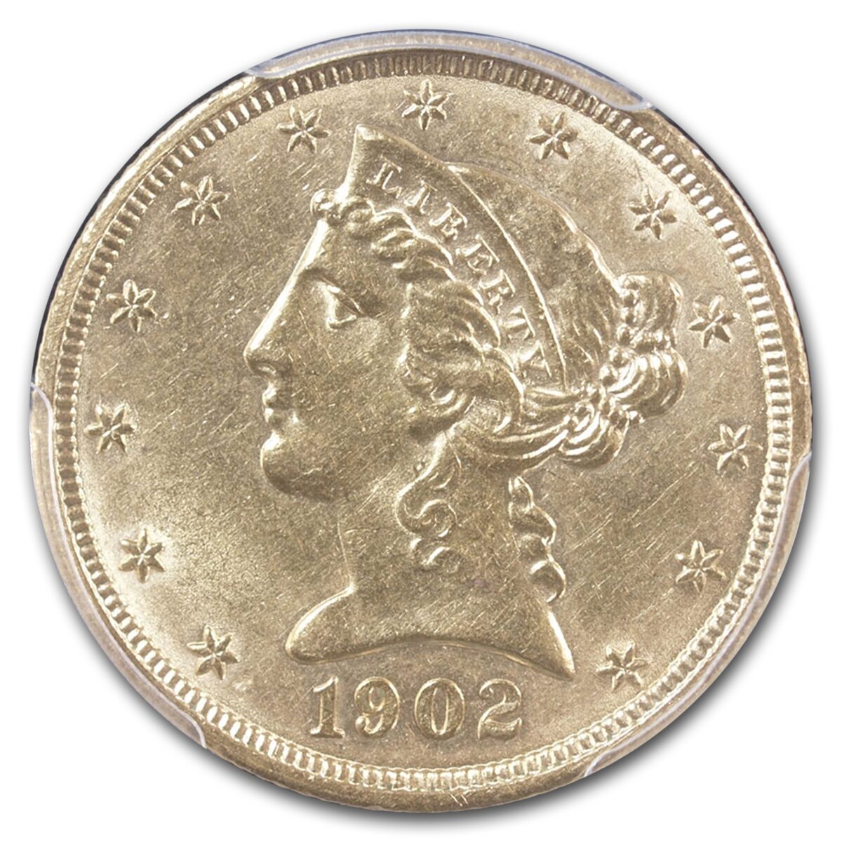 1902 $5 Liberty Gold Half Eagle AU-55 PCGS