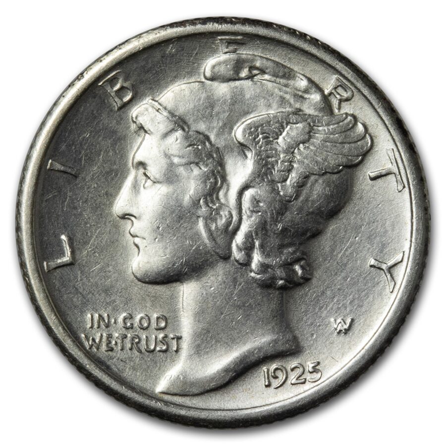 1925 Mercury Dime AU