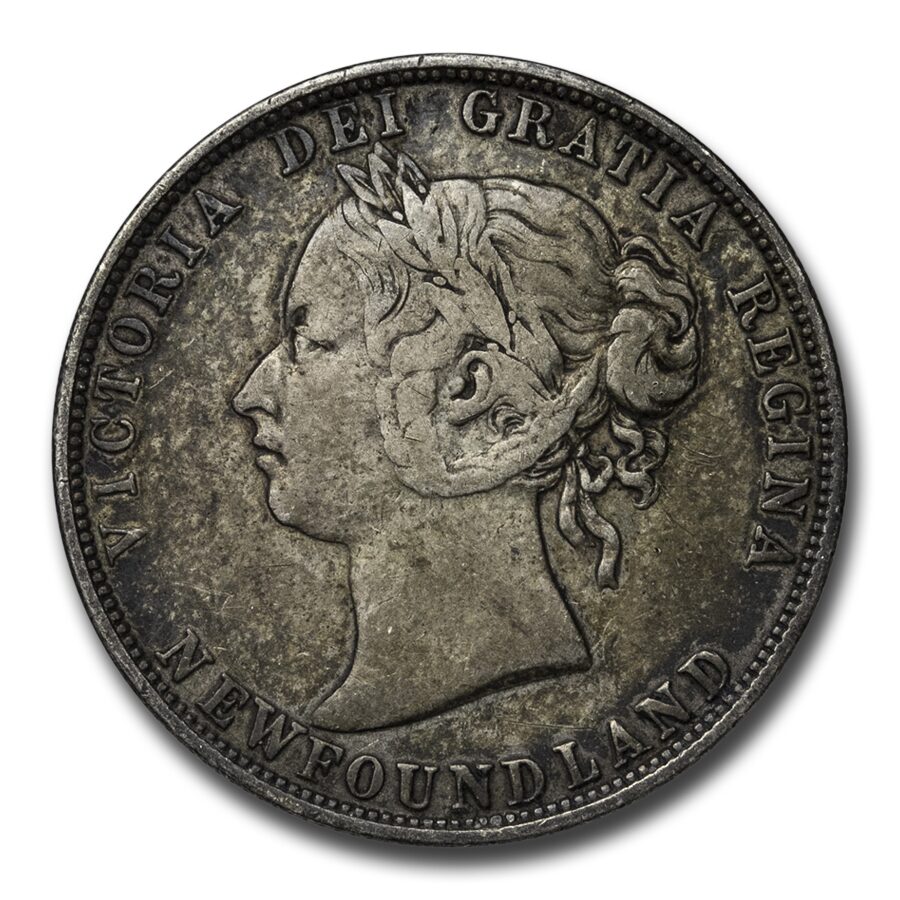 1870-1900 Newfoundland Silver 50 Cents Victoria Avg Circ
