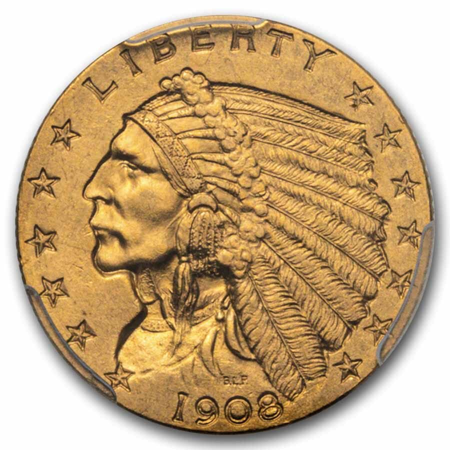 1908 $2.50 Indian Gold Quarter Eagle MS-63 PCGS CAC