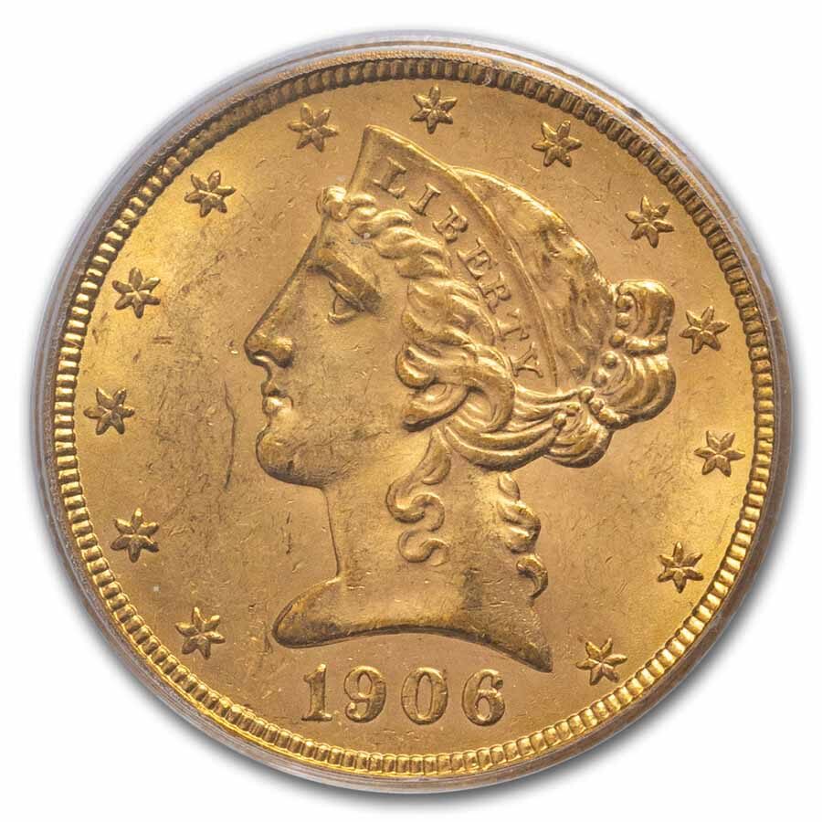 1906 $5 Liberty Gold Half Eagle MS-62 PCGS