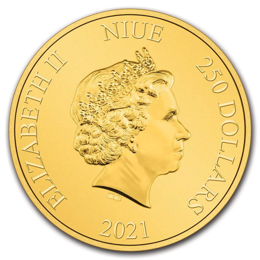 2021 Niue 1 oz Gold $250 Celestial Animals Turtle (w/Box & COA)