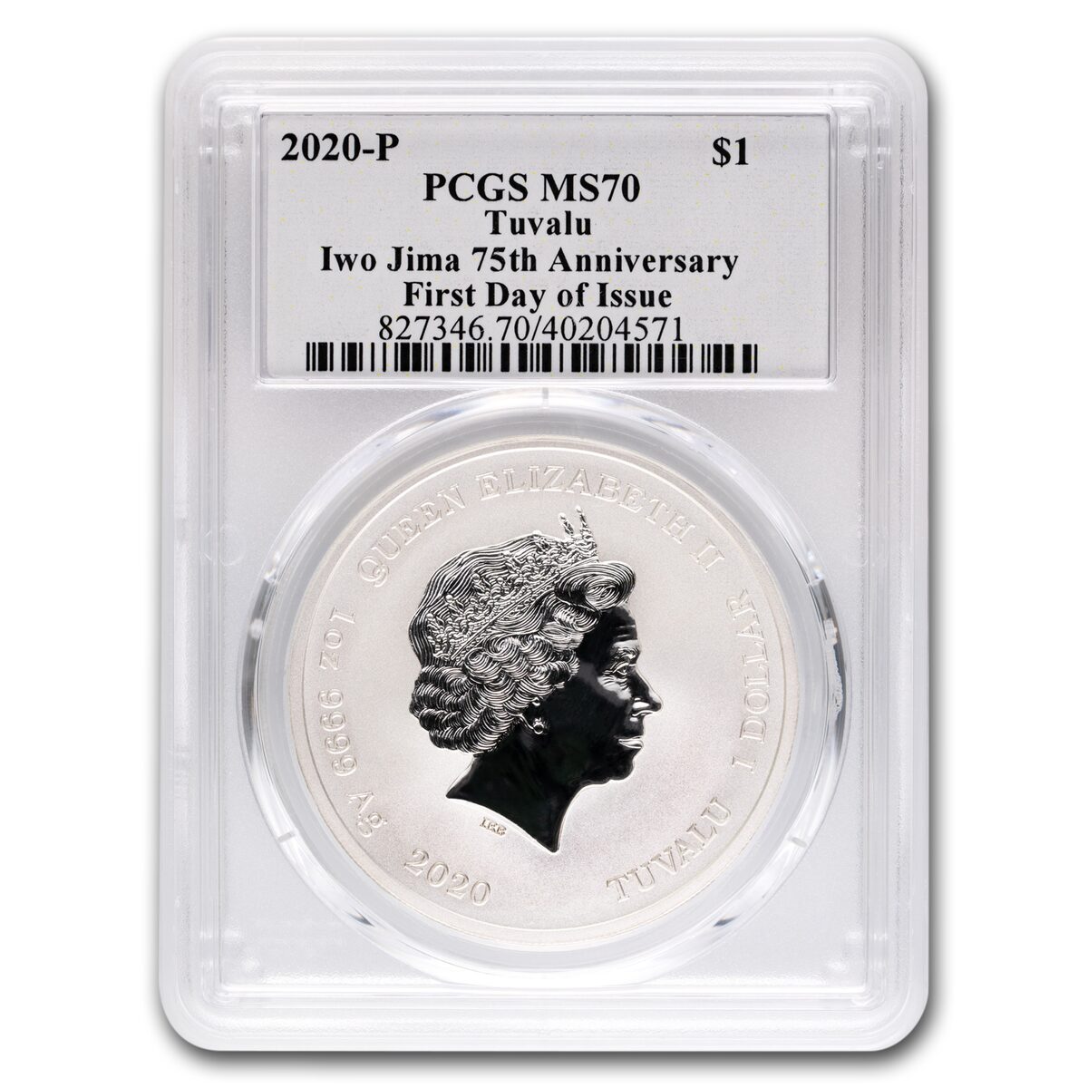 2020 Tuvalu 1 oz Silver Iwo Jima 75th Anniv MS-70 PCGS (FDI)