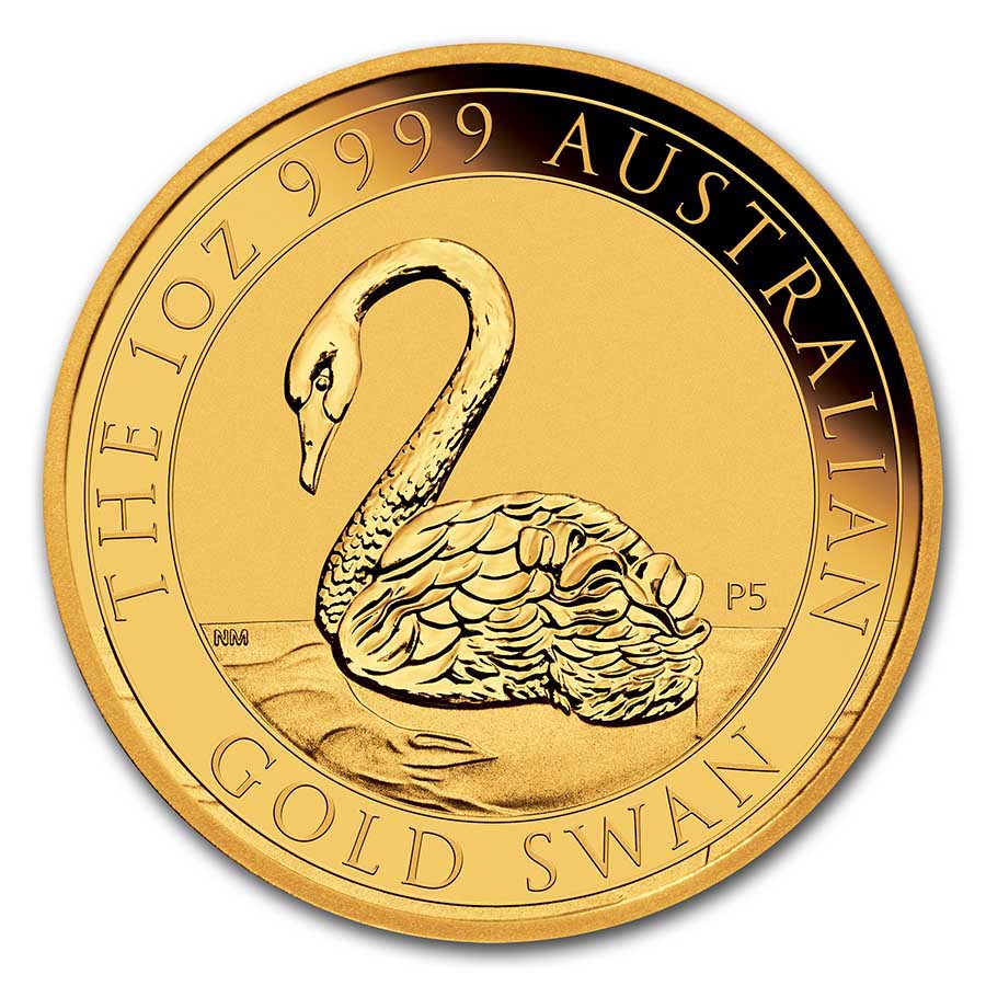 2021 Australia 1 oz Gold Swan MS-70 PCGS (FDI, Swan Label)