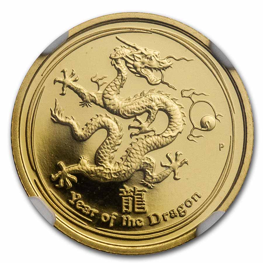 2012 1/10 oz Gold Dragon PF-70 NGC (1 of First 400 Struck)
