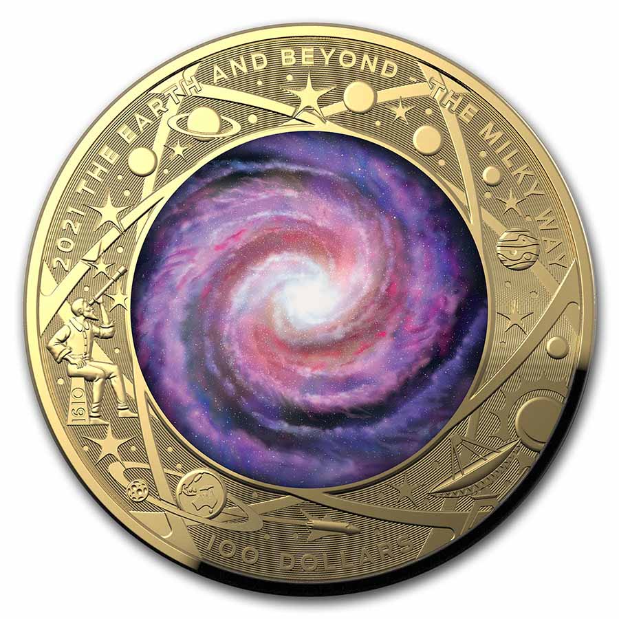 2021 AUS 1 oz Gold $100 Milky Way Domed PR-70 PCGS (First Day)