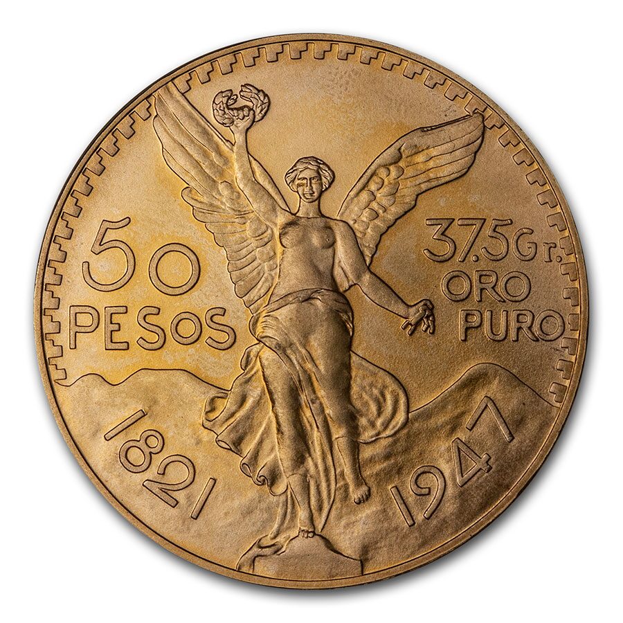 1947 Mexico Gold 50 Pesos BU (New Dies Restrike)