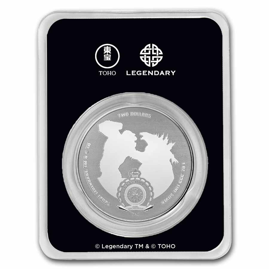 2021 Niue Colorized 1 oz Silver $2 Godzilla Coin (w/TEP)