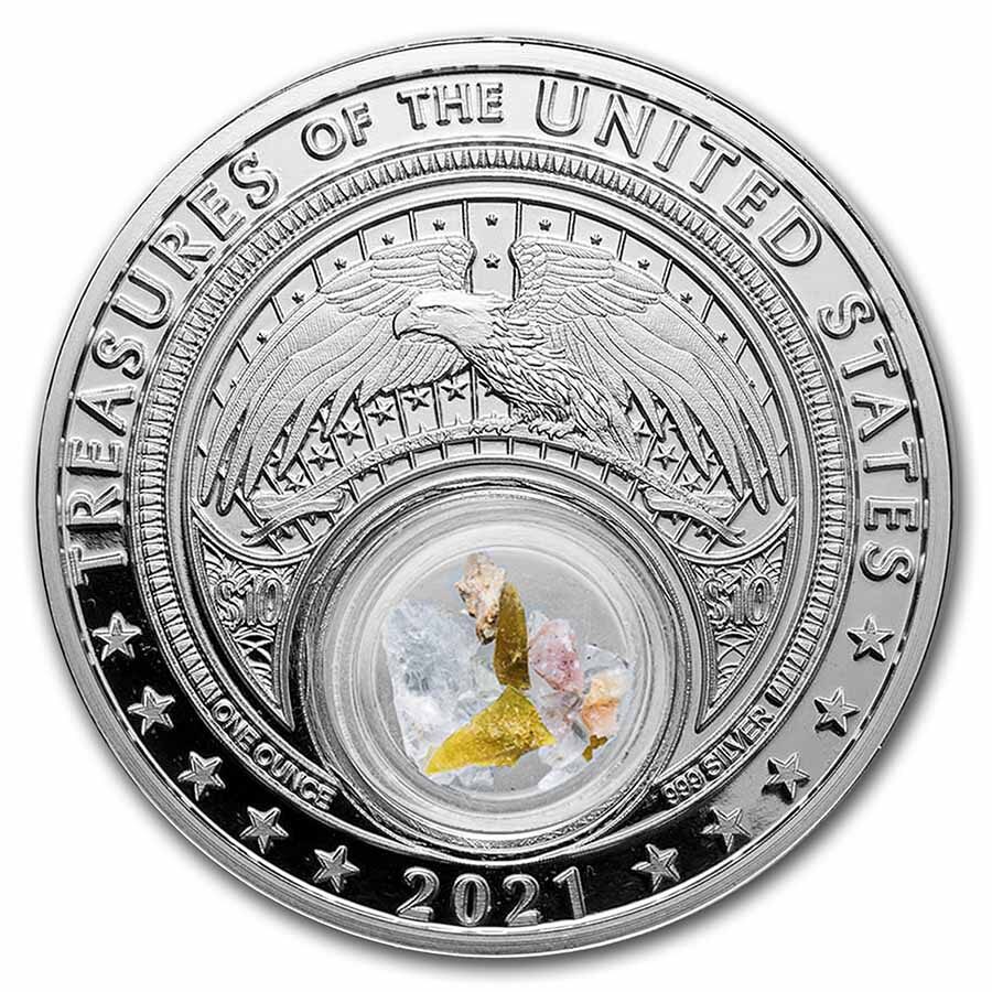 2021 1 oz Silver Treasures of the U.S. Idaho Opal (Colorized)