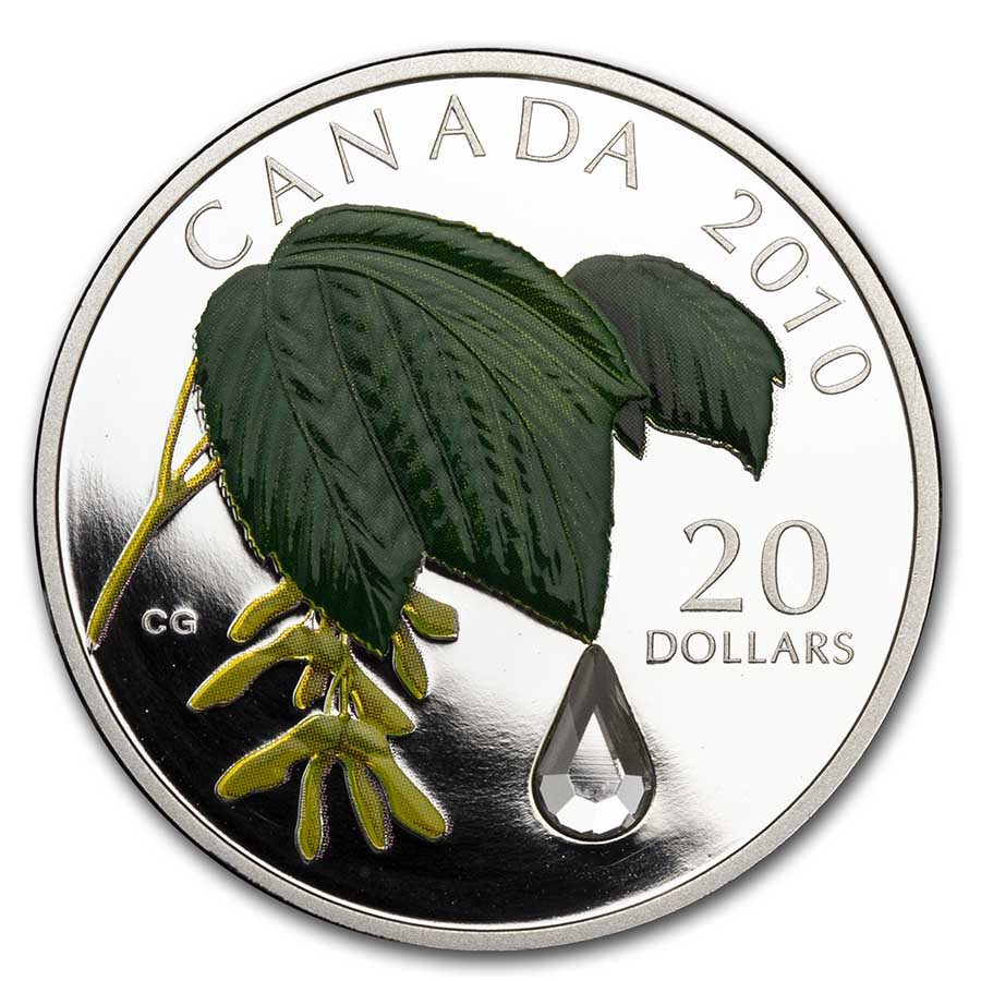 2010 RCM 1 oz Silver Maple Leaf Crystal Raindrop (No Box & COA)