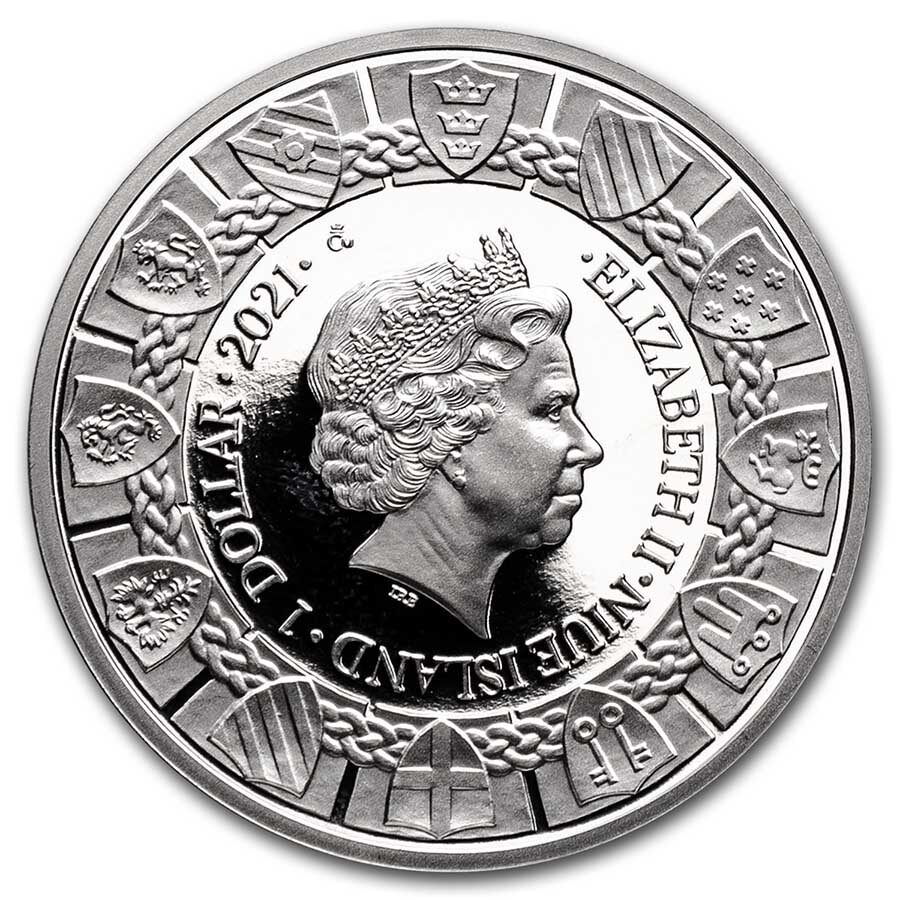2021 Niue 1 oz Silver The Legend of King Arthur-Arthur & Mordred