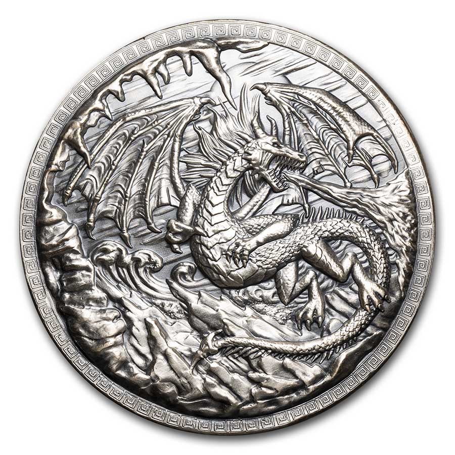 10 oz Silver Ultra High Relief Round - Dragon vs Vikings