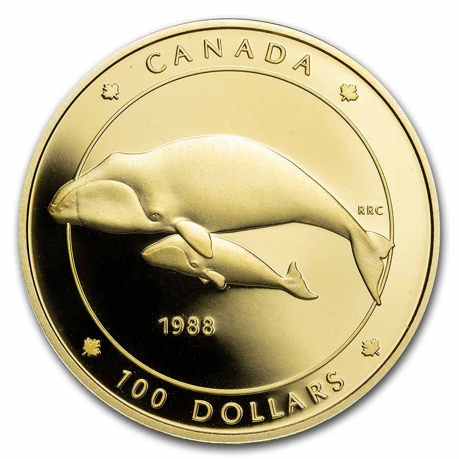 1988 Canada 1/4 oz Proof Gold $100 Bowhead Whale (Coin Only)
