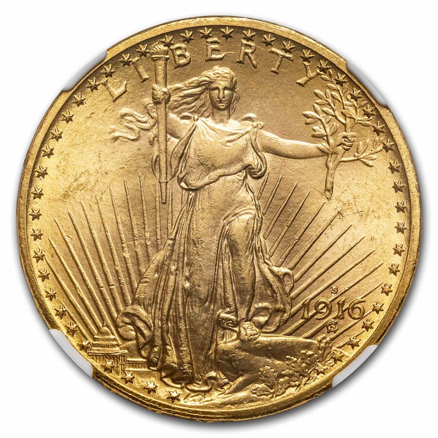 1916-S $20 St Gaudens Gold Double Eagle MS-63 NGC
