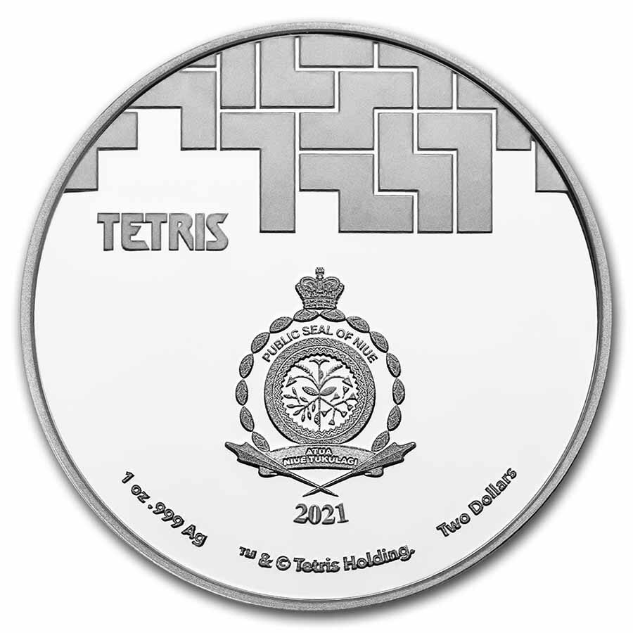 2021 Niue 1 oz Silver $2 Tetris™ St. Basil's Cathedral BU