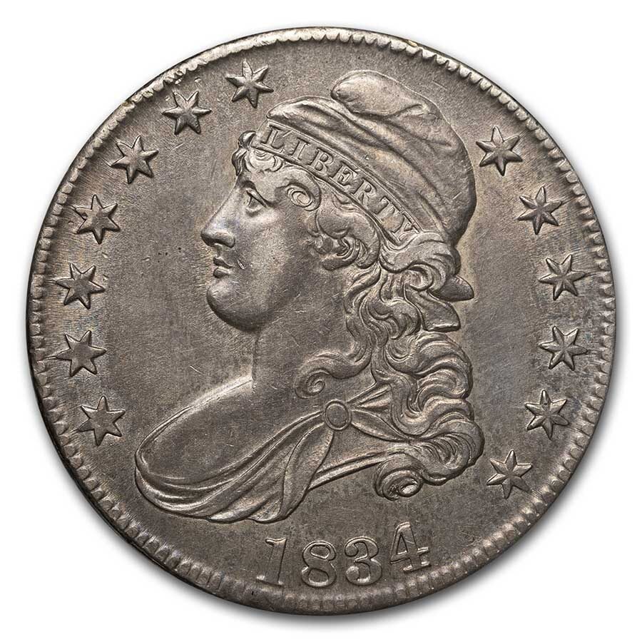 1834 Bust Half Dollar AU (Lg Date, Sm Letters)